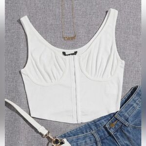 SHEIN White Hook And Eye Front Tank Top Size XS